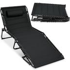 Extra Wide Padded Patio Chaise Lounge Chair, Portable Recliner 8 Positions