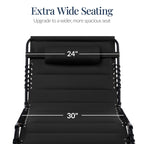 Extra Wide Padded Patio Chaise Lounge Chair, Portable Recliner 8 Positions