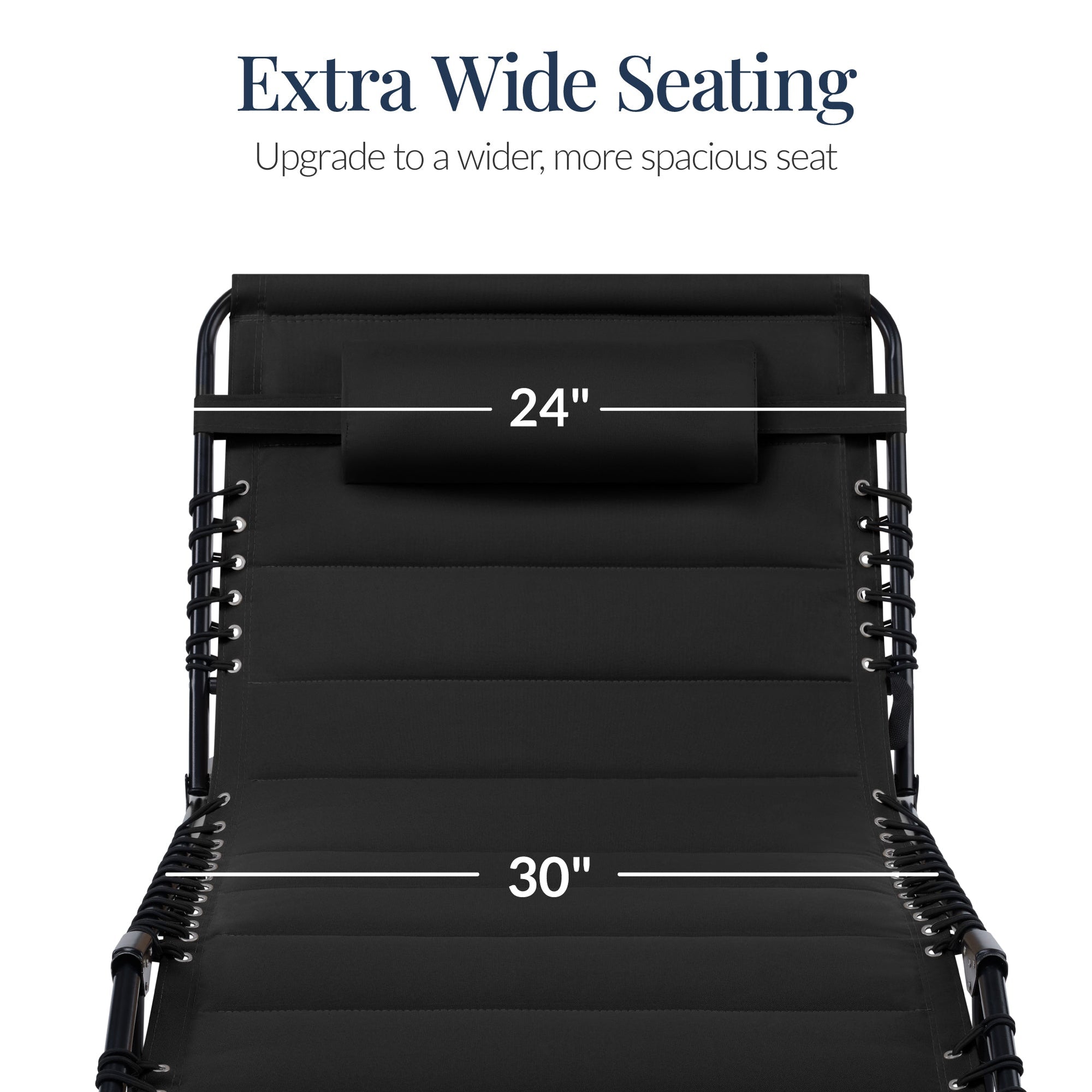 Extra Wide Padded Patio Chaise Lounge Chair, Portable Recliner 8 Positions