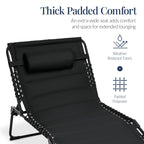 Extra Wide Padded Patio Chaise Lounge Chair, Portable Recliner 8 Positions