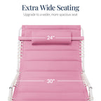 Extra Wide Padded Patio Chaise Lounge Chair, Portable Recliner 8 Positions