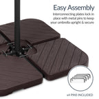4-Piece Cantilever Umbrella Base Weight Set, Wood Grain Finish