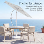 7.5ft Patio Market Umbrella with White Pole, Push Button Tilt and Crank Lift