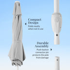 7.5ft Patio Market Umbrella with White Pole, Push Button Tilt and Crank Lift