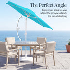 7.5ft Patio Market Umbrella with White Pole, Push Button Tilt and Crank Lift