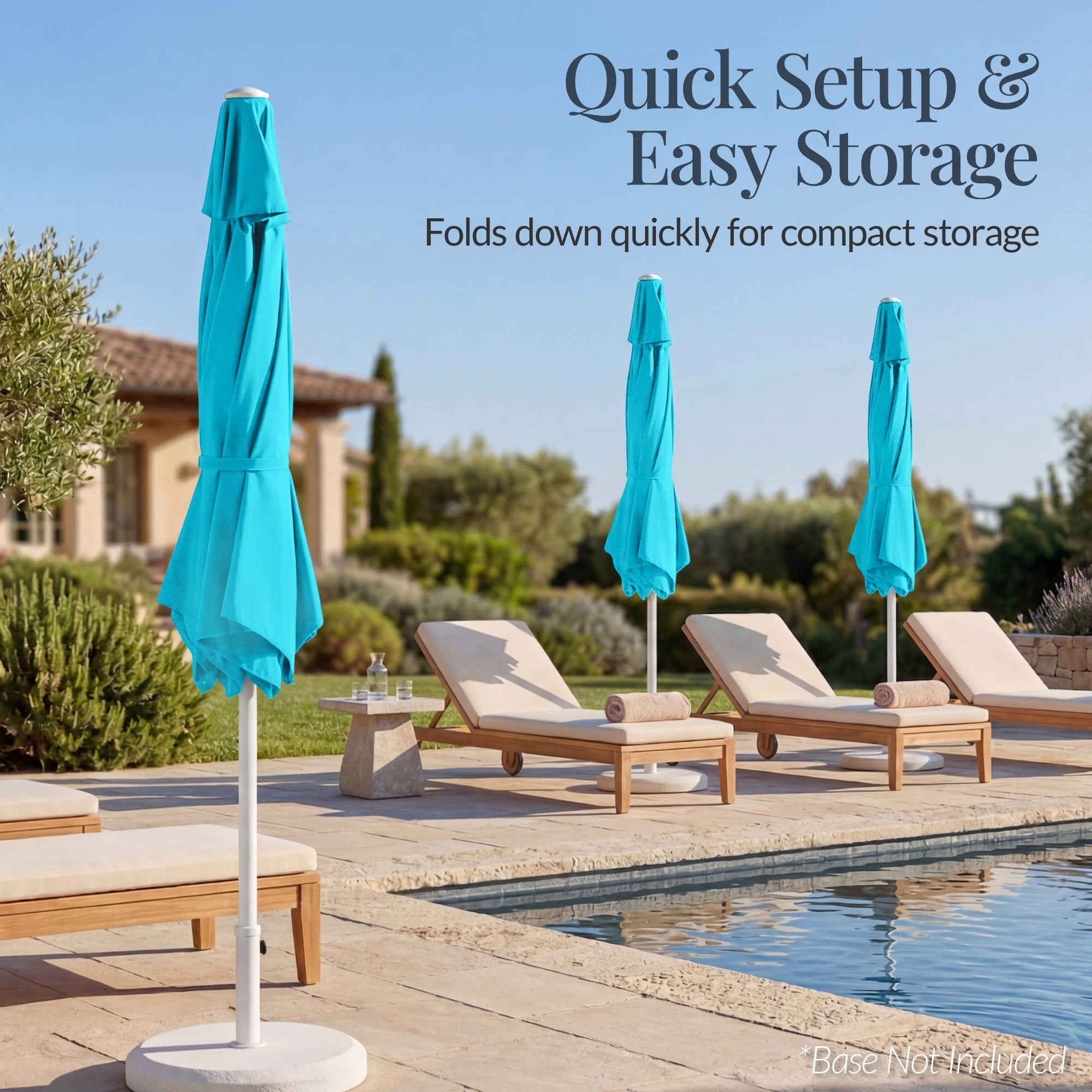 7.5ft Patio Market Umbrella with White Pole, Push Button Tilt and Crank Lift