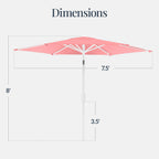 7.5ft Patio Market Umbrella with White Pole, Push Button Tilt and Crank Lift