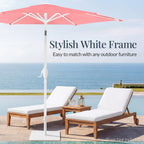 7.5ft Patio Market Umbrella with White Pole, Push Button Tilt and Crank Lift