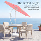 7.5ft Patio Market Umbrella with White Pole, Push Button Tilt and Crank Lift