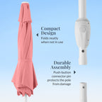 7.5ft Patio Market Umbrella with White Pole, Push Button Tilt and Crank Lift