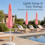 7.5ft Patio Market Umbrella with White Pole, Push Button Tilt and Crank Lift