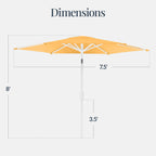 7.5ft Patio Market Umbrella with White Pole, Push Button Tilt and Crank Lift
