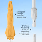 7.5ft Patio Market Umbrella with White Pole, Push Button Tilt and Crank Lift
