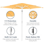 7.5ft Patio Market Umbrella with White Pole, Push Button Tilt and Crank Lift
