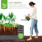 Outdoor Metal Raised Garden Bed for Vegetables, Flowers, Herbs - 6x3x2ft
