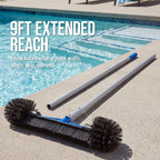 20" Pool Brush with 9 ft Aluminum Pole  Pool Wall & Floor Cleaning Set