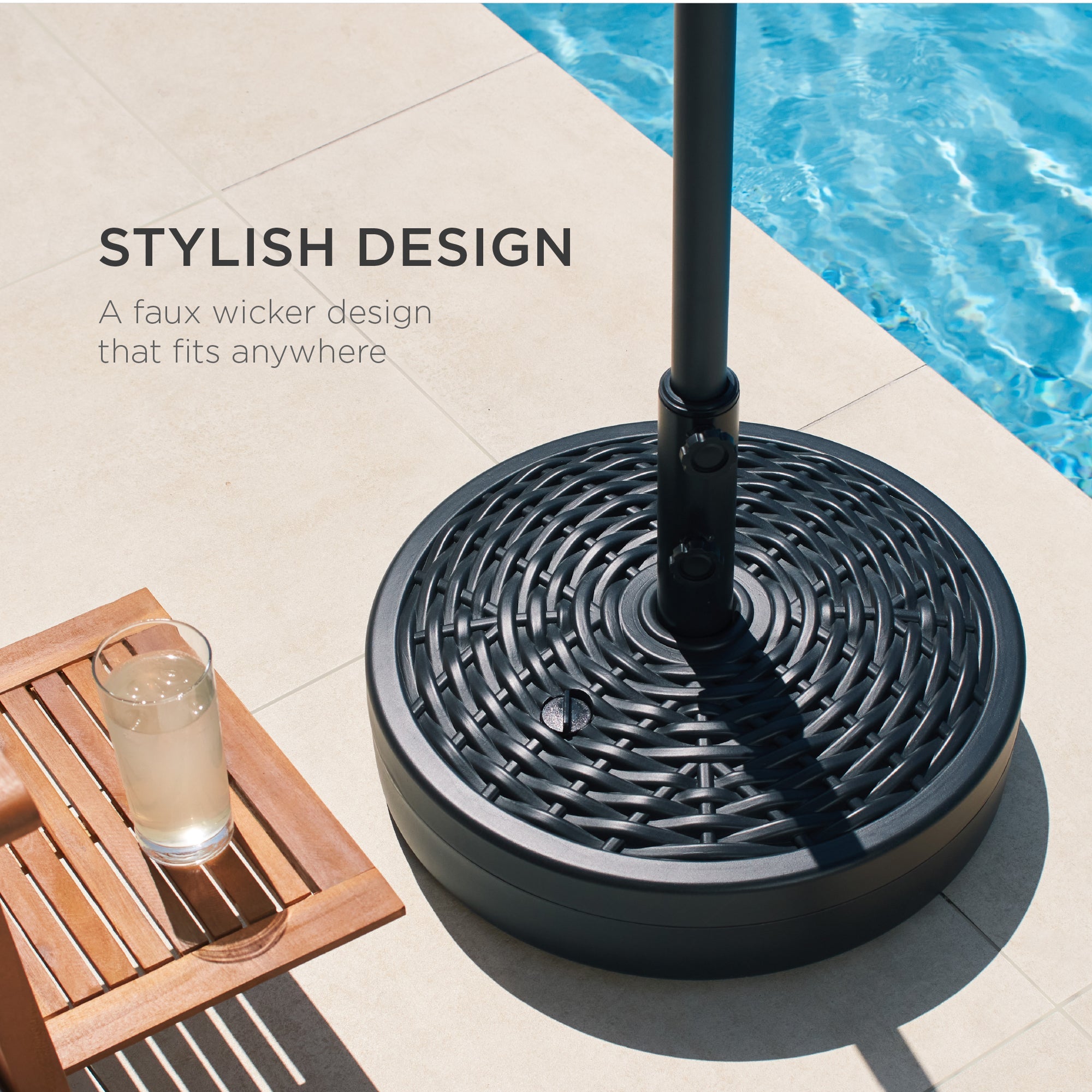 Plastic Patio Umbrella Base Pole Holder Accessory w/ 2 Adjustable Knobs