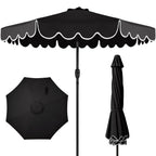 9ft Patio Market Umbrella, Scallop Trim, UV-Fade-Resistant, Crank & Tilt
