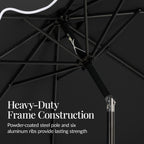 9ft Patio Market Umbrella, Scallop Trim, UV-Fade-Resistant, Crank & Tilt