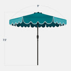 9ft Patio Market Umbrella, Scallop Trim, UV-Fade-Resistant, Crank & Tilt