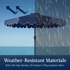 9ft Patio Market Umbrella, Scallop Trim, UV-Fade-Resistant, Crank & Tilt