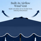 9ft Patio Market Umbrella, Scallop Trim, UV-Fade-Resistant, Crank & Tilt