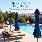 9ft Patio Market Umbrella, Scallop Trim, UV-Fade-Resistant, Crank & Tilt