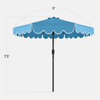 9ft Patio Market Umbrella, Scallop Trim, UV-Fade-Resistant, Crank & Tilt