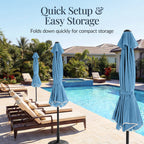 9ft Patio Market Umbrella, Scallop Trim, UV-Fade-Resistant, Crank & Tilt