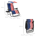 Folding Zero Gravity Recliner Patio Lounge Chair w/ Canopy, Side Tray