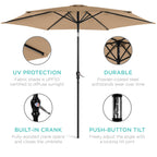 Outdoor Steel Market Patio Umbrella Decoration w/ Tilt, Crank Lift - 10ft
