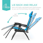 Set of 2 Adjustable Zero Gravity Patio Chair Recliners w/ Cup Holders