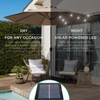 Solar LED Lighted Patio Umbrella w/ Tilt Adjustment, UV-Resistant - 10ft
