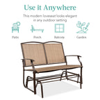 2-Person Patio Loveseat Swing Glider, Bench Rocker w/ Armrests