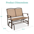 2-Person Patio Loveseat Swing Glider, Bench Rocker w/ Armrests