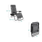 Set of 2 Adjustable Zero Gravity Patio Chair Recliners w/ Cup Holders
