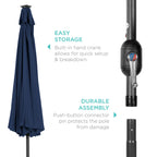 Solar LED Lighted Patio Umbrella w/ Tilt Adjustment, UV-Resistant - 10ft