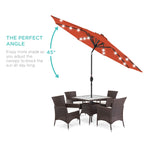 Solar LED Lighted Patio Umbrella w/ Tilt Adjustment, UV-Resistant - 10ft
