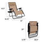 Oversized Reclining Zero Gravity Chair Lounger w/ Cup Holder, Pillow