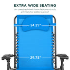 Oversized Reclining Zero Gravity Chair Lounger w/ Cup Holder, Pillow