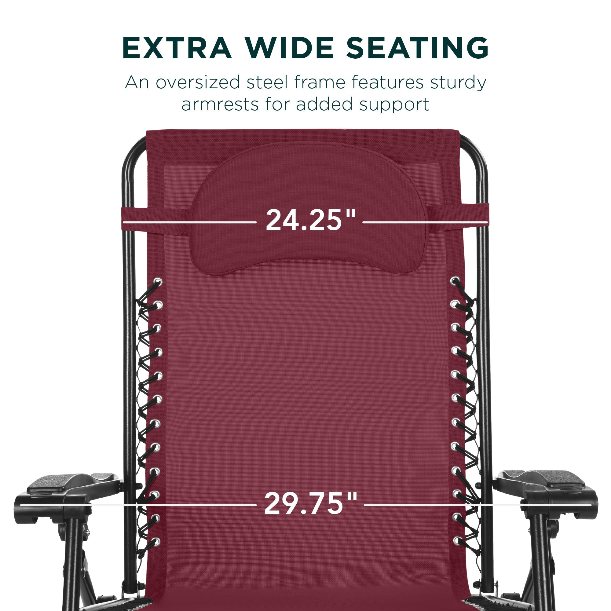 Oversized Reclining Zero Gravity Chair Lounger w/ Cup Holder, Pillow