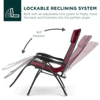 Oversized Reclining Zero Gravity Chair Lounger w/ Cup Holder, Pillow