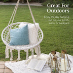 Macrame Hanging Chair Handwoven Cotton Hammock Swing w/ Mounting Hardware