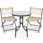 3-Piece Bistro Set w/ Glass Table, 2 Foldable Chairs