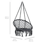 Cotton Macrame Hammock Hanging Chair Swing, Handwoven w/ Backrest
