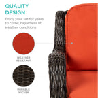 3-Piece Patio Wicker Bistro Furniture Set w/ 2 Swivel Rocking Chairs, Table