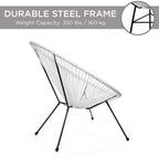 3-Piece All-Weather Patio Acapulco Bistro Set w/ Rope, Glass Top Table