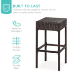 5-Piece Wicker Bar Set w/ 4 Stools, Built-In Bottle Opener, Hidden Storage