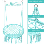Macrame Hanging Chair Handwoven Cotton Hammock Swing w/ Mounting Hardware
