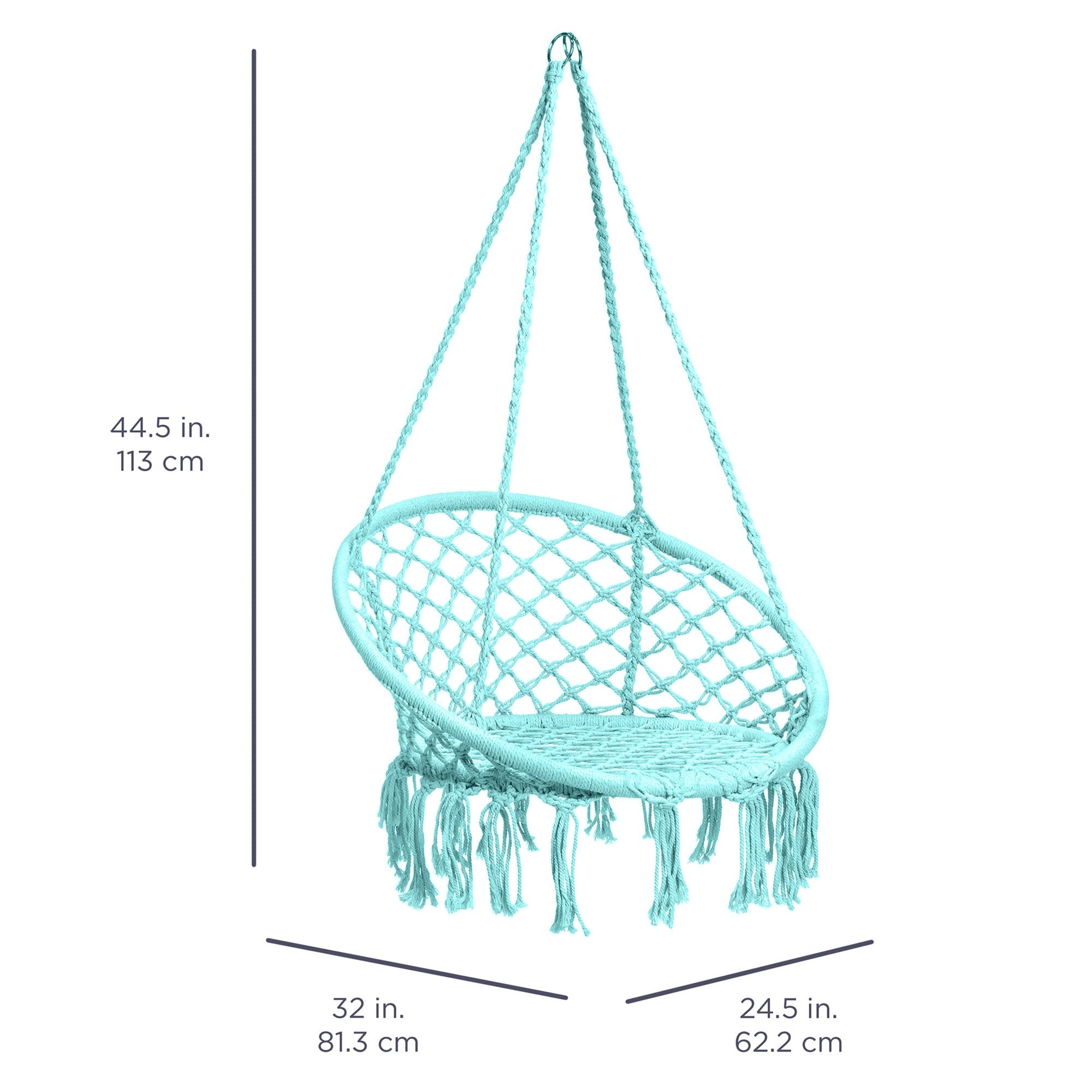 Macrame Hanging Chair Handwoven Cotton Hammock Swing w/ Mounting Hardware
